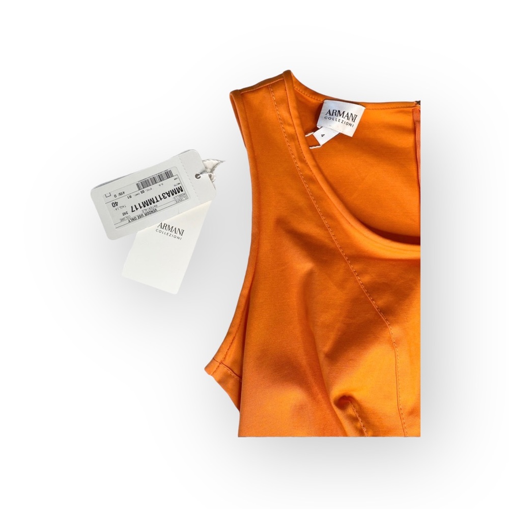 new Armani Collezioni ✦ Sleeveless Sheath Mini Dress ✦ Tangerine ✦ 4 US / 40 IT - Picture 7 of 16